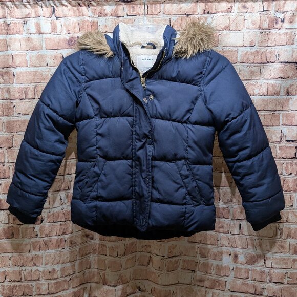 Old Navy Navy Blue Puffer Jacket Size Small 6-7 - Picture 1 of 11